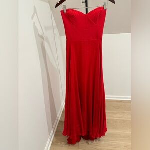 Red Strapless Long Dress